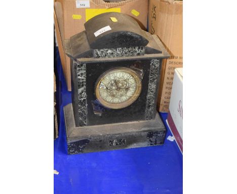 A slate and marble mantel clock (a/f), needs restoration