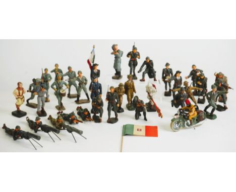 LANDI Italian army and ascaro on motorcycle 30s/40s - Made of composite material. Excellent condition. 2.76 in. (35)