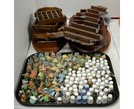 A selection of ceramic and other thimbles, including: a collection of Lenox resin animal thimbles; a selection of Lenox resin