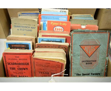 A collection of vintage road maps, road atlases, motoring and touring maps, and ordnance survey maps, relating primarily to S