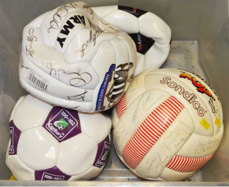 A Newcastle United F.C 'Toon Army' signed football; together with a Peter Beardsley Sondico signed football; and two other si