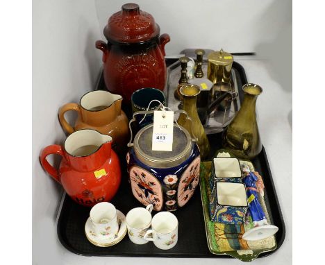 A selection of decorative ceramics and collectables, including: an Art Deco style figure of a lady; a pair of Royal Doulton m