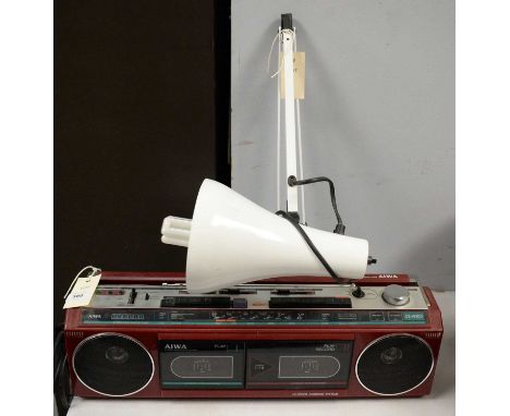An anglepoise white Model 90 desk lamp; together with an Aiwa double CS-W300 radio and stereo cassette recorder/player. (2)