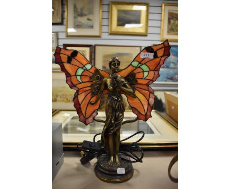 A modern mythical figural light in the form of a fairy butterfly in an Art Nouveau style.