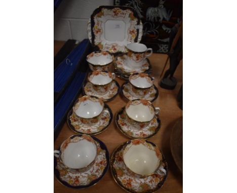 An early 20th century Crown Bone China 3580 pattern part tea service.