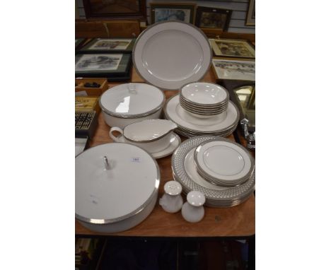 A Royal Worcester Corinth Platinum part dinner service, as new.
Tureen lid has a chip otherwise good condition no chips damag