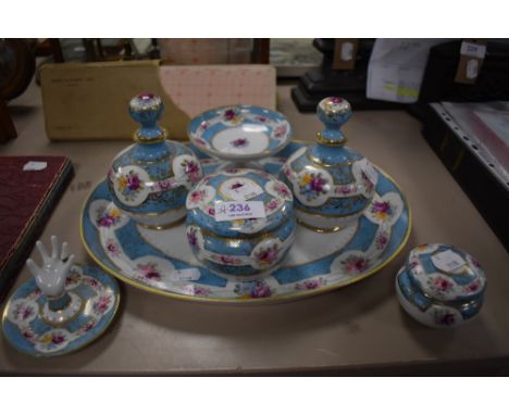 A 20th century Noritake dressing table set including tray, candle stick and perfume bottles.