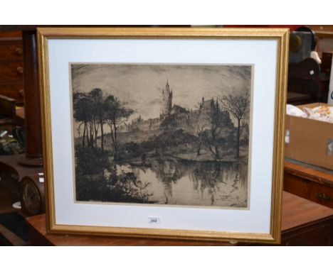 Susan Crawford, The University of Glasgow, signed, limited edition 14/50, etching. 