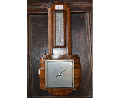 An Art Deco oak aneroid barometer, c.1935
