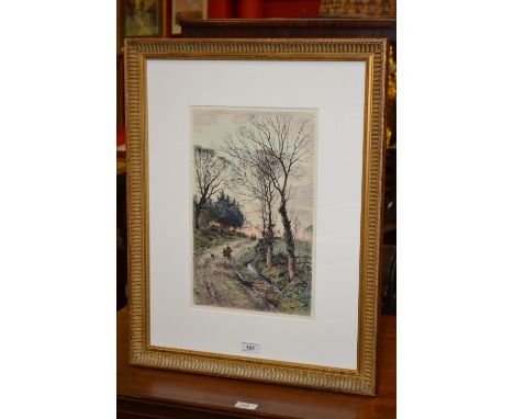 Frederick Slocombe, Pennes Hill, signed, dated in the plate 1880, etching. 
