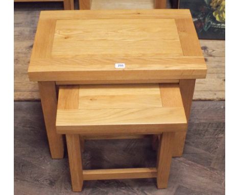 Nest of 2 heavy light oak coffee tables 