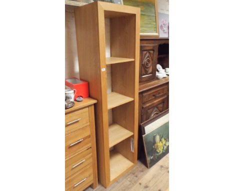 Heavy light oak finished cube style bookcase 