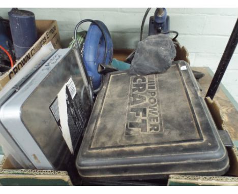 Ferm Sander, Power Craft jigsaw, a smoothing plane and a Powercraft saw 