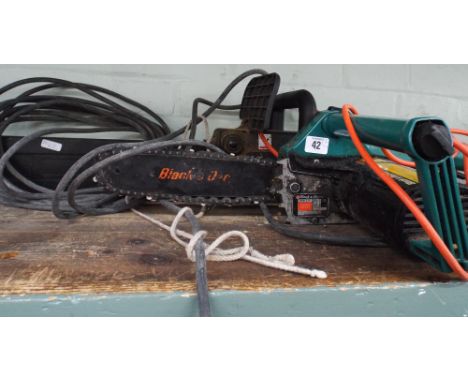 Black and Decker electric chain saw (switch faulty) and a Garden Line electric chainsaw 