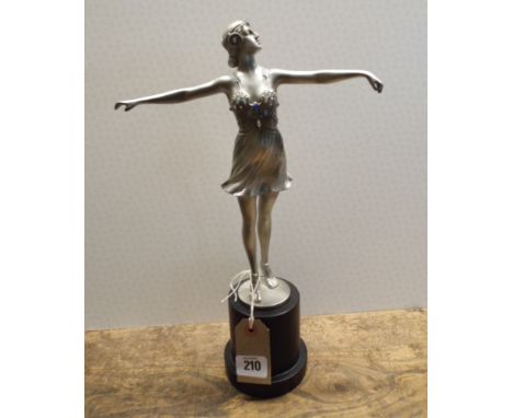 Modern art deco style lady figurine with jeweled bodice 