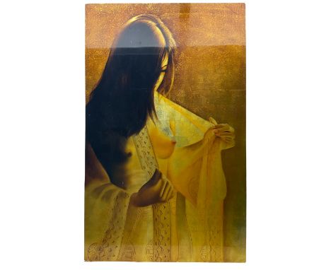 Lacquer nude portrait, unsigned 80cm x 50cm 