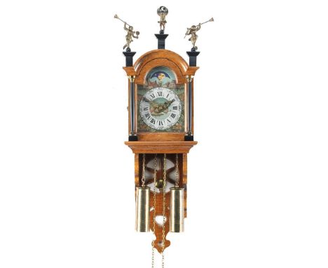 Skipper with moon phase in oak case, after an antique model, approx. 70 cm high