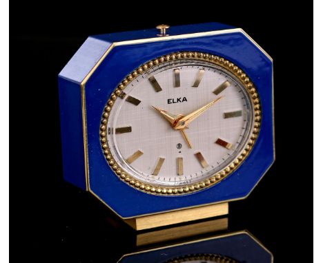 Elka Swiss travel alarm clock in case, outer size is 6.5x7 cm
