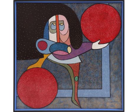 Thijs Hanekamp (1954-)Ballerina from the Cum Grano Salis series, panel dated 2023, 60x60 cm