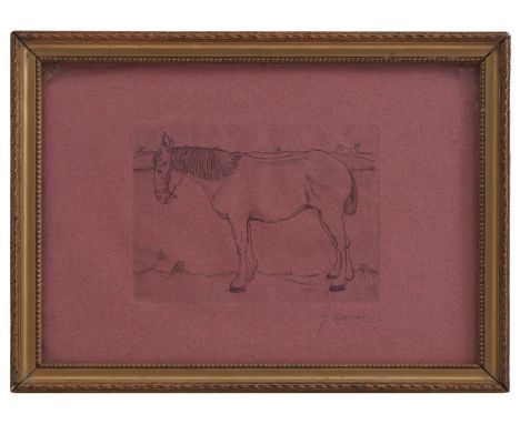 Jan Mankes (1889-1920)Horse, etching on pink paper, 11.5x16 cm