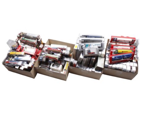 4 boxes with Herpa scale model trucks