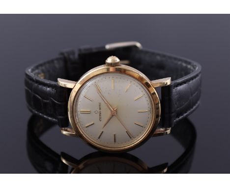 Eterna Matic Swiss men's wristwatch in a gold case, timepiece numbered 3946674, case size is 33 mm on a leather strap