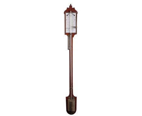 Stick barometer, marked Emil Andersson Stockholm, on walnut board, 94 cm high