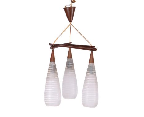 3-light hanging lamp, 1960s, approx. 70 cm high
