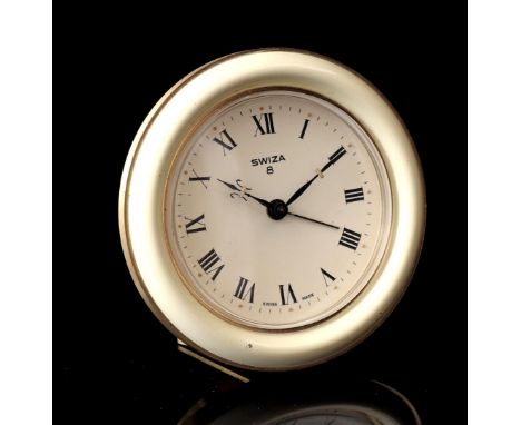 Swiza 8 Swiss travel alarm clock, 1960s, 81 mm diameter