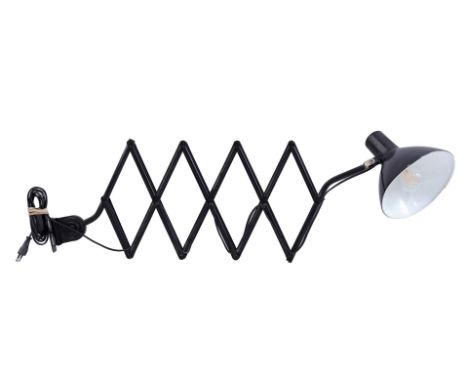Blackened metal scissor lamp, executed by&nbsp;Hala Zeist, model '110', shown in catalog March 1967 page 34, Netherlands, ext