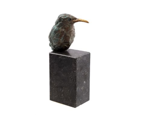 Anonymous, bronze statue of a kingfisher, on marble base, 21 cm high