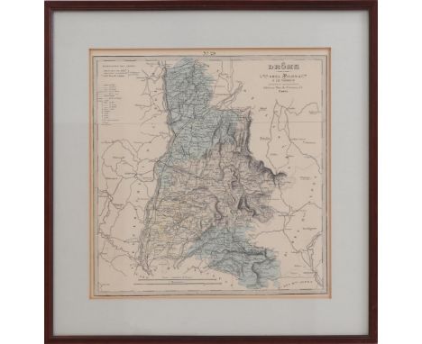 Topographical map of Département Drôme, Librairie Abel Pilon, lithograph 30x30 cm
