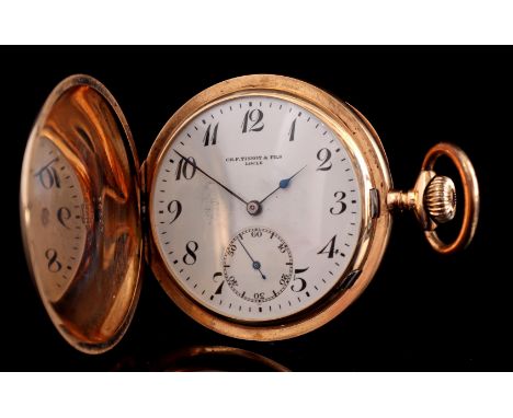 Ch F Tissot &amp; Fils men's vest pocket watch in a smooth gold case, movement numbered 24790, case size is 53 mm