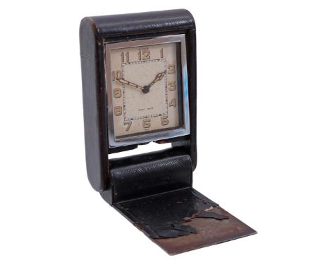 Jaeger LeCoultre travel alarm clock, hand wound, 1950s, 10.5x6.5 cm