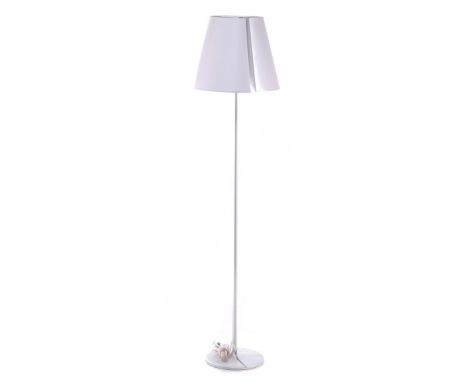 Adrien Gardère (1972-)Gray aluminium 2-light floor lamp with upholstered shade, design Adrien Gardère, executed by Artemide, 