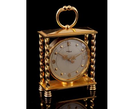 Imhof Swiss table clock with twisted styles, movement numbered 872336, 1960s, 16 cm high