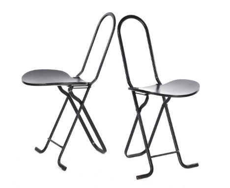 Gastone Rinaldi (1920-2006)2 black wooden folding chairs with metal frame, design Gastone Rinaldi version Theme, model 'Dafne