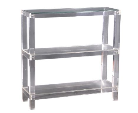 Plexiglass 3-shelf cabinet with glass top, 100 cm high, top 100x38 cm