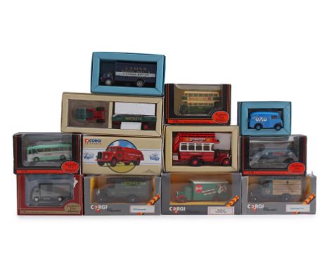 4 Exclusive First Editions model cars in packaging and 8 Corgi model cars in packaging