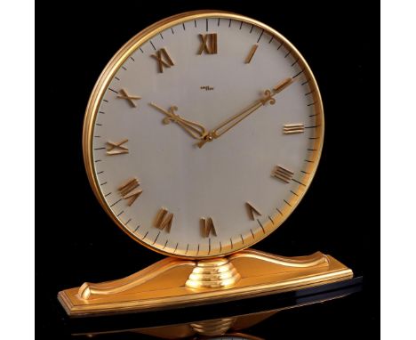 Imhof Swiss table clock, movement is numbered 625415, 1960s, 26 cm high, 23 cm diameter, 3615 grams