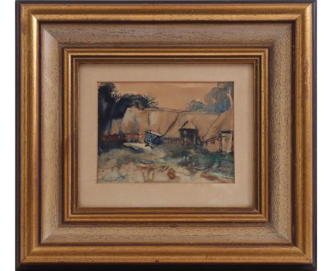 Color lithograph after Ko Sarneel, farm, outside size is 46x51 cm
