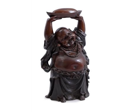 Bronze Happy Buddha statue, 40 cm high