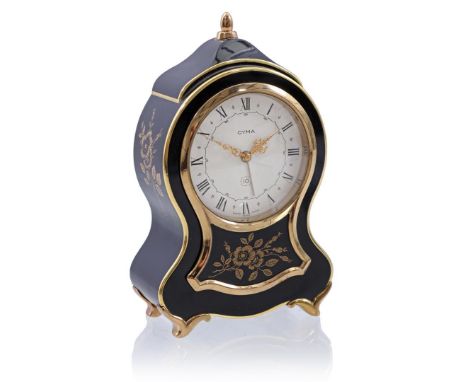 Cyma Watch Swiss travel alarm clock in the style of a Neuchattel clock, 15 cm high
