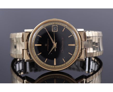 Eterna Matic Centenaire "61" men's wristwatch in a steel case on a USA flex strap, movement numbered 1438U, case numbered 306