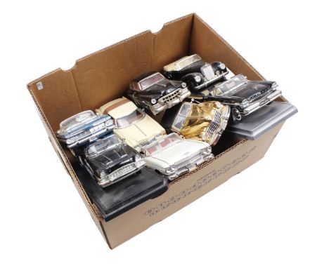 Box with 8 scale model metal cars