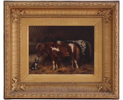 Wouterus Verschuur (1841-1936)Horses in the stable, panel 24x32.5 cm