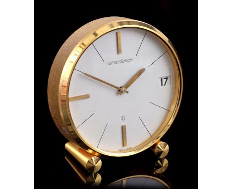 Jaeger LeCoultre table clock with date display, 95 mm diameter