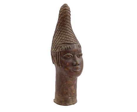 Benin bronze head, 54.5 cm high