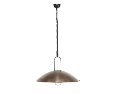 Ernesto Gismondi (1931-)aluminium perforated adjustable hanging lamp with blackened metal accents, design Ernesto Gismondi (p