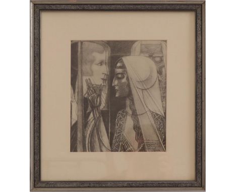The Jewish singer, design Jan Toorop, lithograph 24x20 cm, in frame total 41x37.5 cm